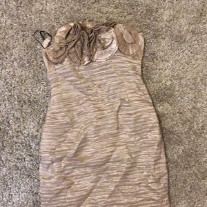 Strapless women’s party dress champagne color
